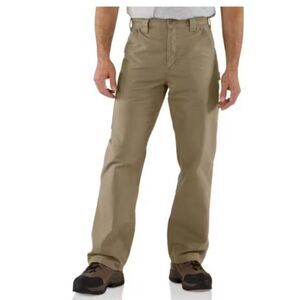 Carhartt Tan Loose Fit Straight Leg Rugged Canvas Utility Work Pants Sz 44 X 30